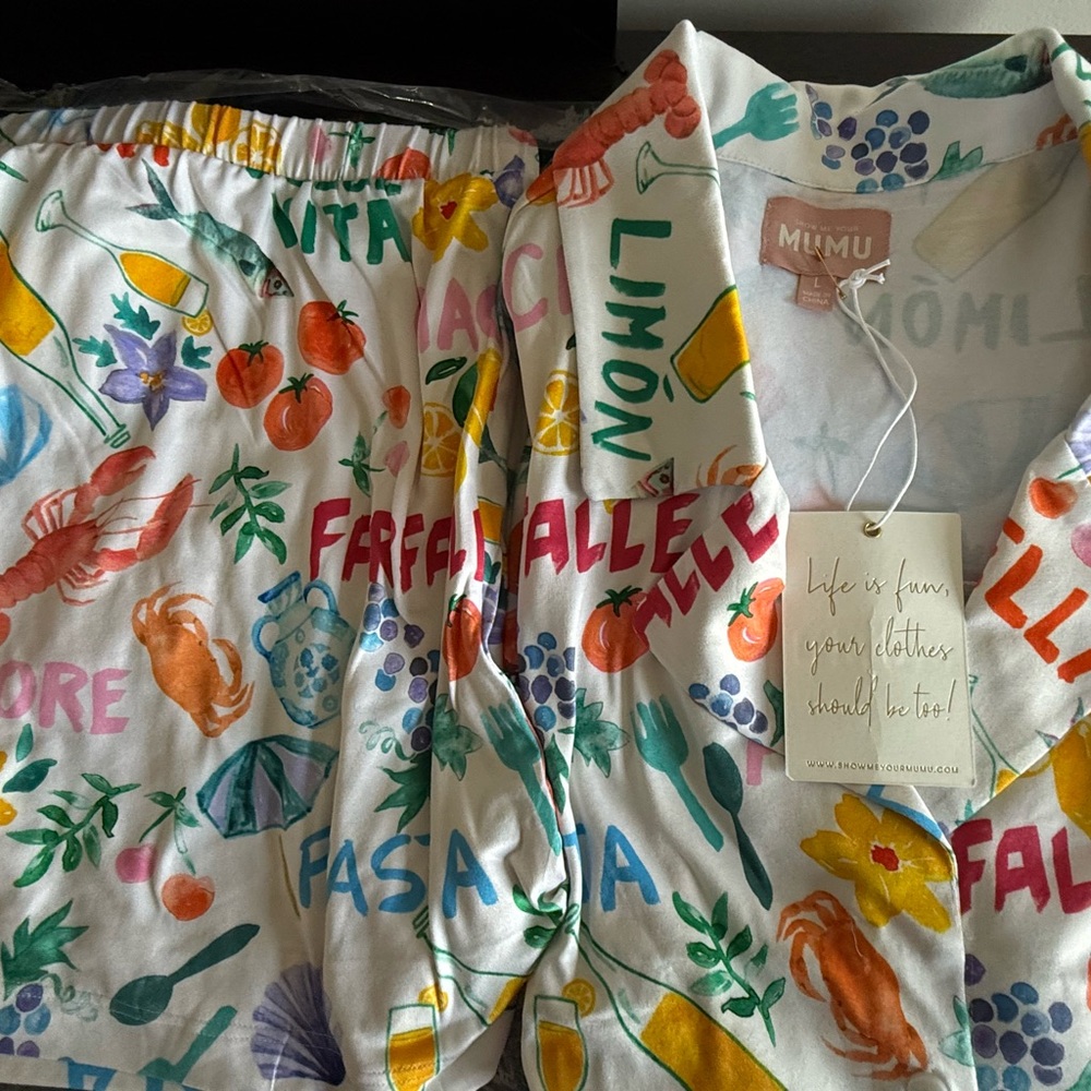 Colorful MIMU Graphic Print PJ Set